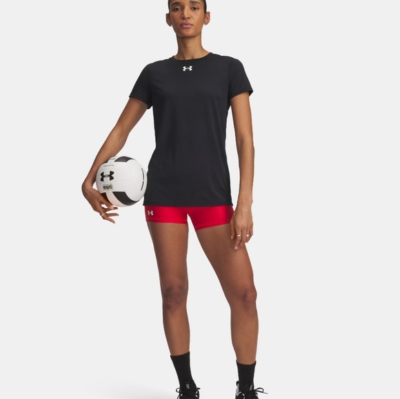 Under Armour Red And White Women's Compression Shorts Sz Large - Picture 8 of 8